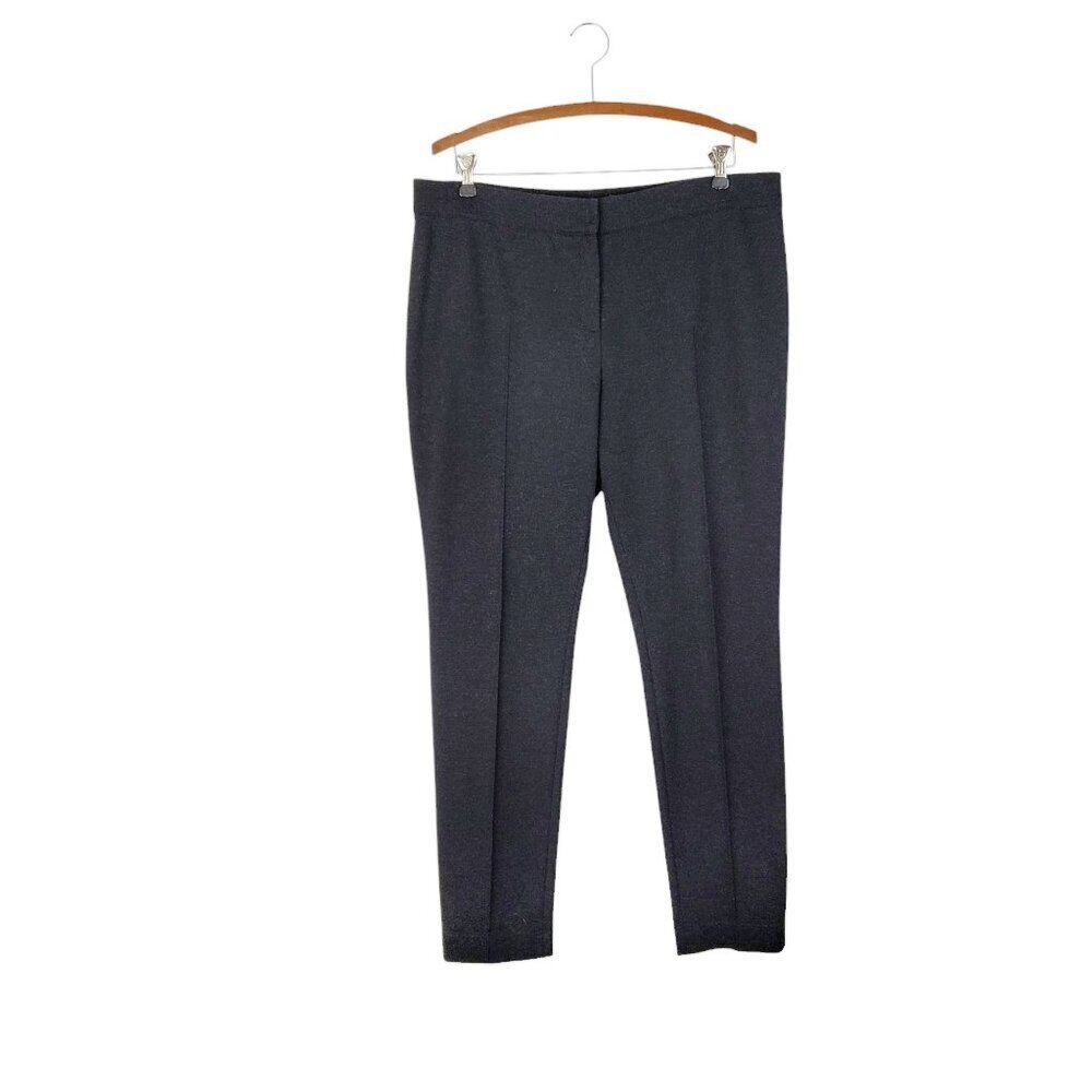 Akris Punto Bergdorf Slim Leg Ponte Pants Gray Pintuck Stretch Womens Size 14